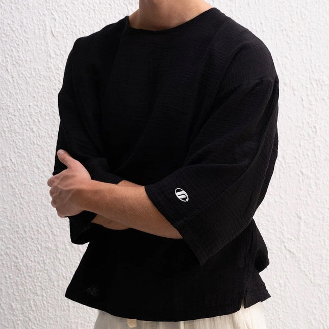 Yarım Kol Viskon Keten Tişört