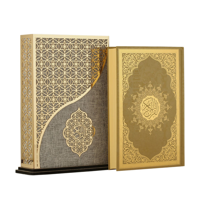 20x27 Cm Malaga Gold Yıldız Pleksili Orta Boy Dik Kuran-ı Kerim Kutusu