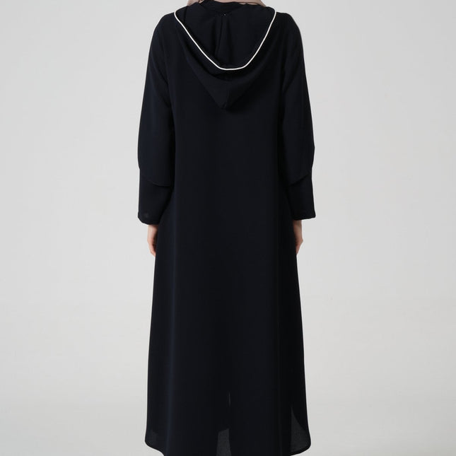 Buhara Kumaş Kapüşonlu Biyeli Ferace