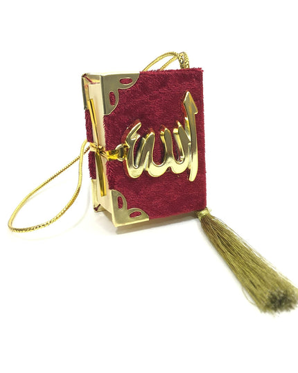 Kadife Kaplı Altın Lafızlı Tam Mini Kuran-ı Kerim Oto Süs 10'lu