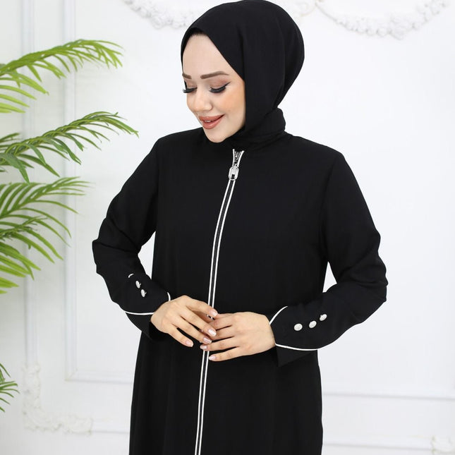 Katre Kolu Düğmeli Biyeli Ferace