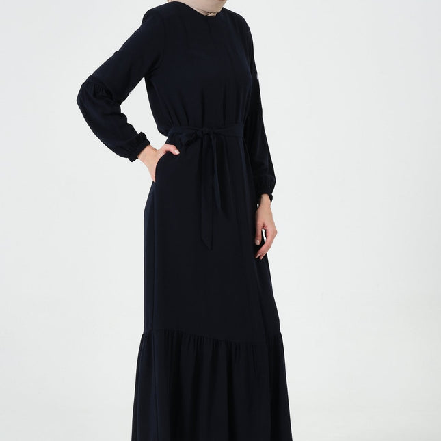 Rabia Kumaş Eteği Büzgülü Ferace