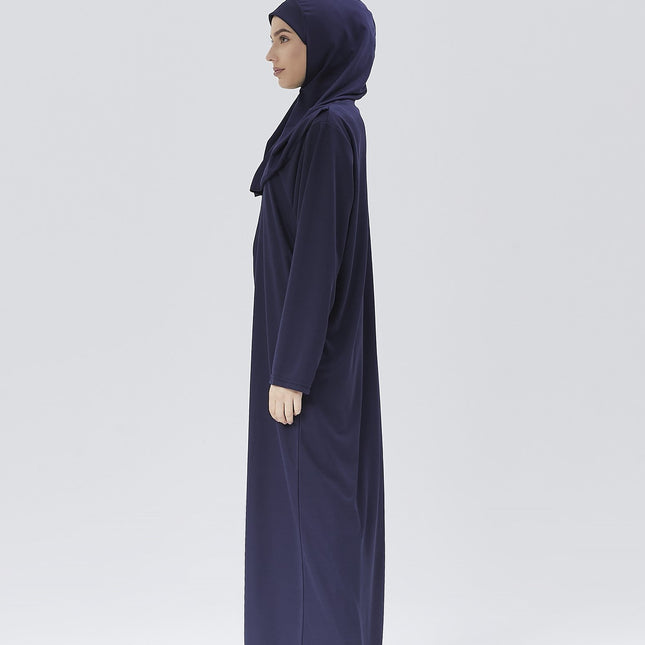 Fermuarlı Denye Kapuşonlu Namaz Elbisesi