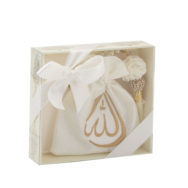 Hediyelik Nakışlı Tesbih Kesesi Ve Tesbih Seti 36'Lı