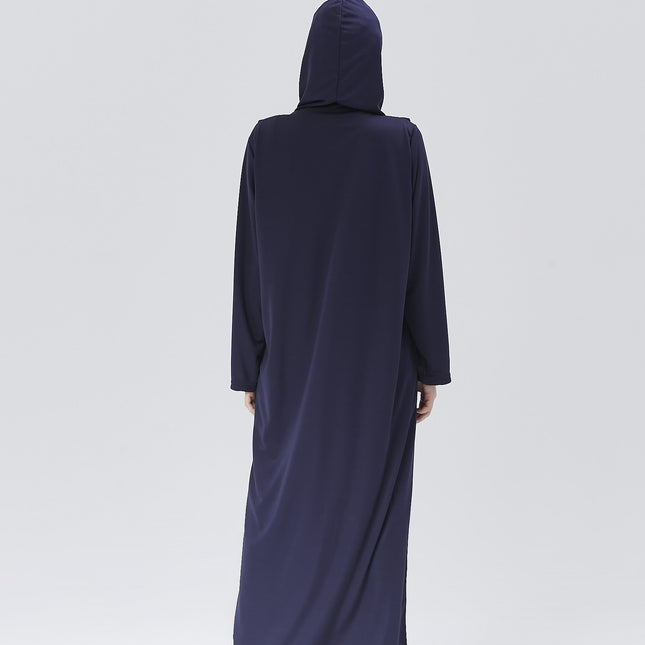 Fermuarlı Denye Kapuşonlu Namaz Elbisesi
