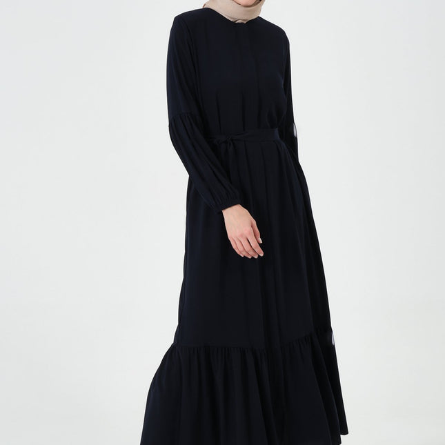 Rabia Kumaş Eteği Büzgülü Ferace