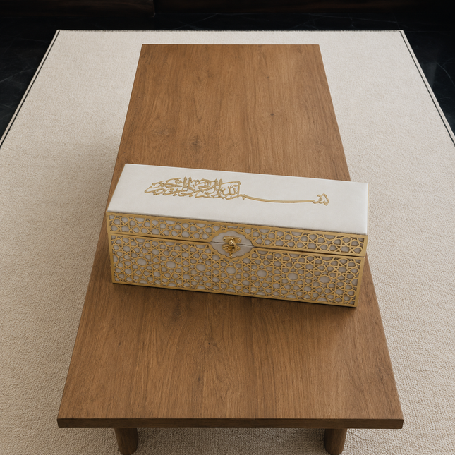 38x11x15 Cm Kadife Kaplı Seccade Kuran-ı Kerim Tesbih Kutusu
