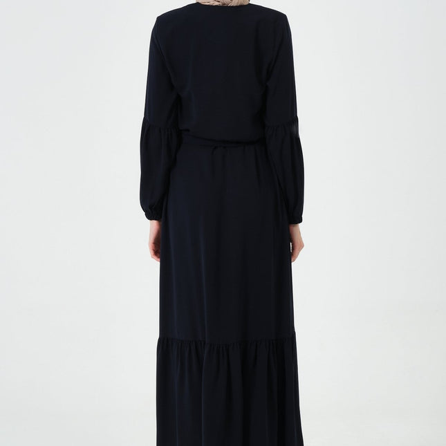 Rabia Kumaş Eteği Büzgülü Ferace