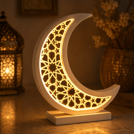 Ledli Hilal Model Ahşap Masa Süsü