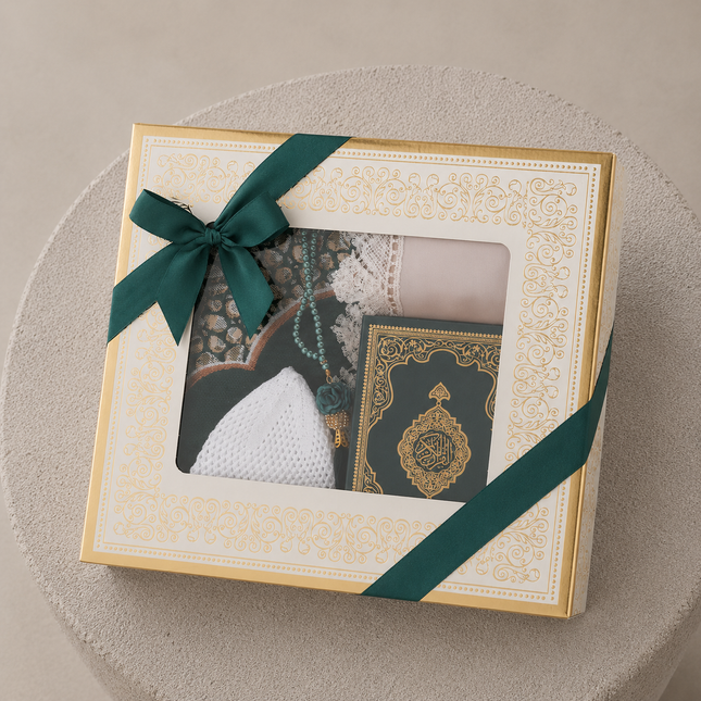 Hediyelik Seccade Kuran-ı Kerim Mevlid Örtüsü Tesbih Takke Seti