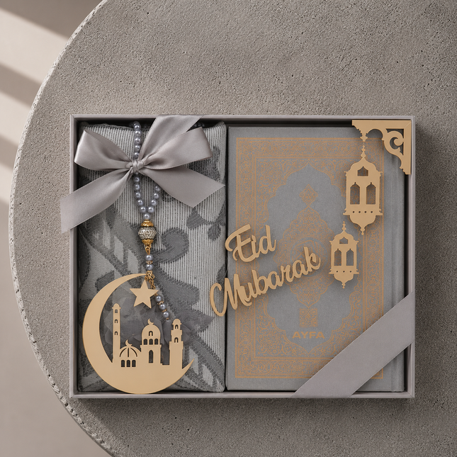 Azra Serisi Eid Mubarak Aksesuarlı Kuran-ı Kerim Seti 12'Li