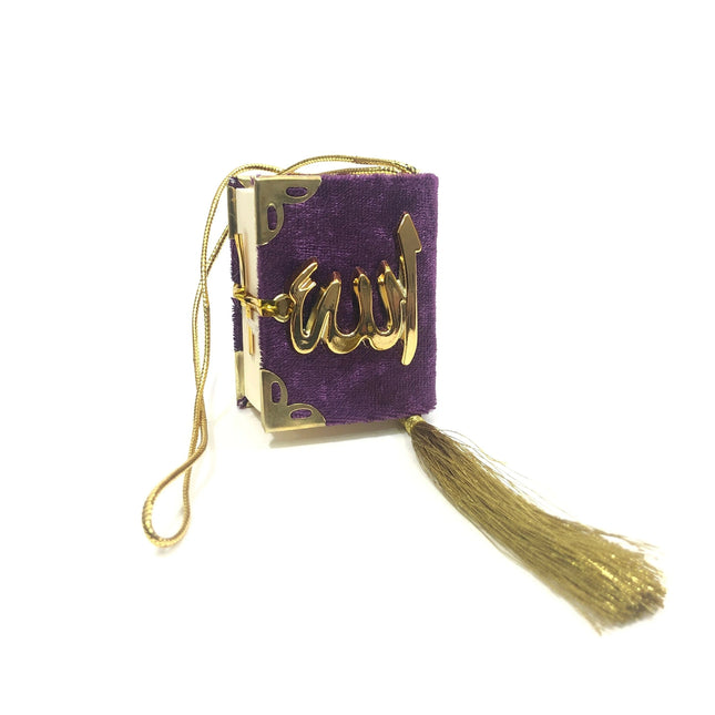 Kadife Kaplı Altın Lafızlı Tam Mini Kuran-ı Kerim Oto Süs 10'lu