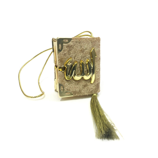 Kadife Kaplı Altın Lafızlı Tam Mini Kuran-ı Kerim Oto Süs 10'lu