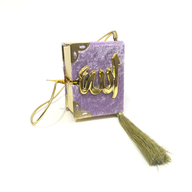 Kadife Kaplı Altın Lafızlı Tam Mini Kuran-ı Kerim Oto Süs 10'lu