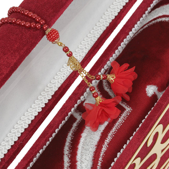 Kadife Pleksi Sandıklı Lüks Seccade Tesbih Seti