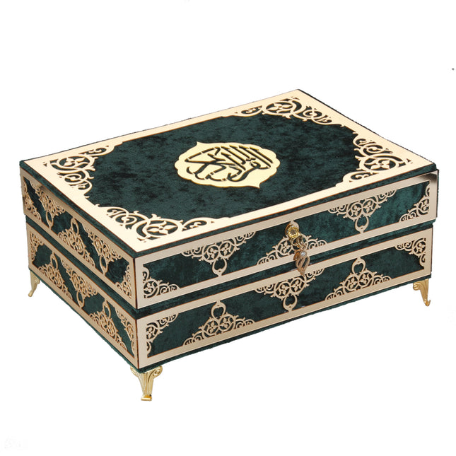 Fergana Kadife Kutu Kuran-ı Kerim ve Tesbih Seti