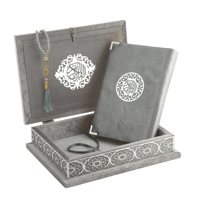 23x31 Cm Pleksili Kadife Kaplı Kuran-ı Kerim Kutusu