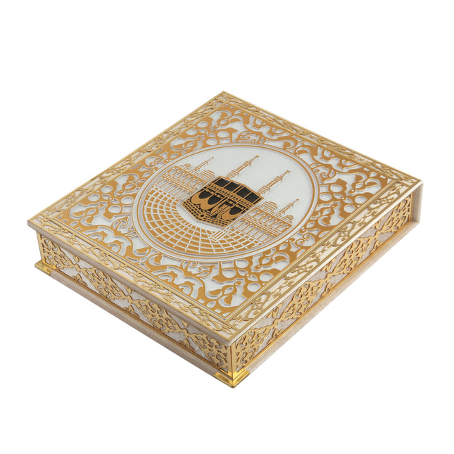 26x29 Cm Kabe Ayrıntılı Gold Pleksili Kuran-ı Kerim Tesbih Kutusu