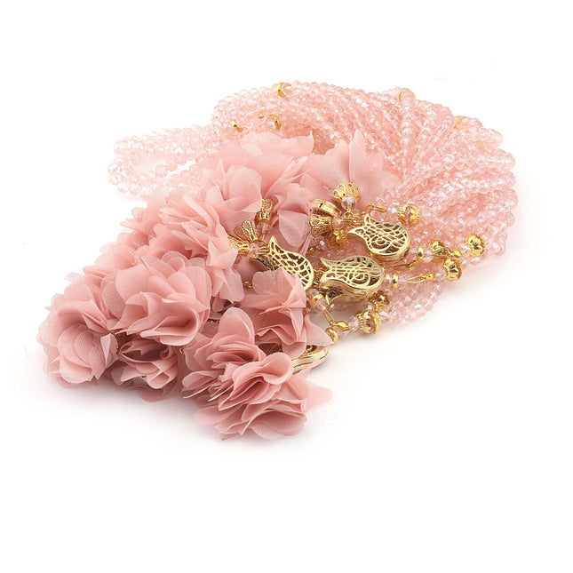 99'Luk 6 Mm Kristal İki Tül Güllü Tesbih (10 Adet)