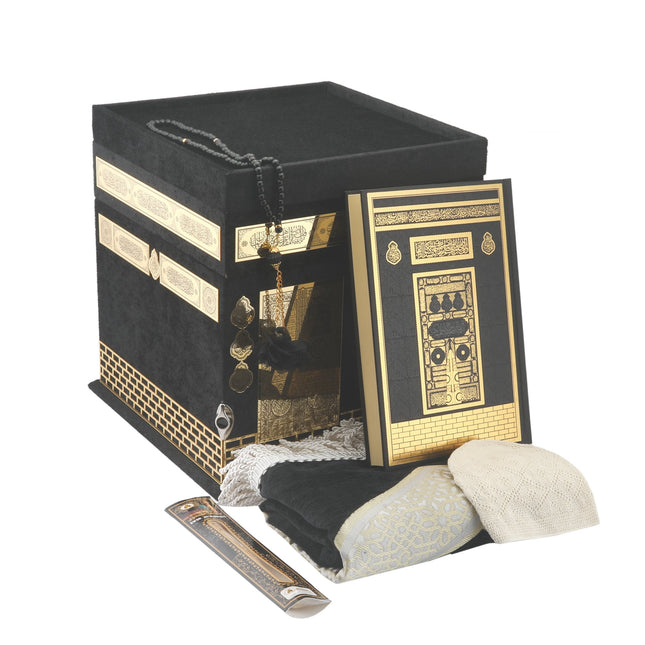 29x29 Cm Hediyelik Seccade Kuran-ı  Kerim Tesbih Kabe Maket Seti
