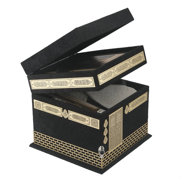 29x29 Cm Hediyelik Seccade Kuran-ı  Kerim Tesbih Kabe Maket Seti