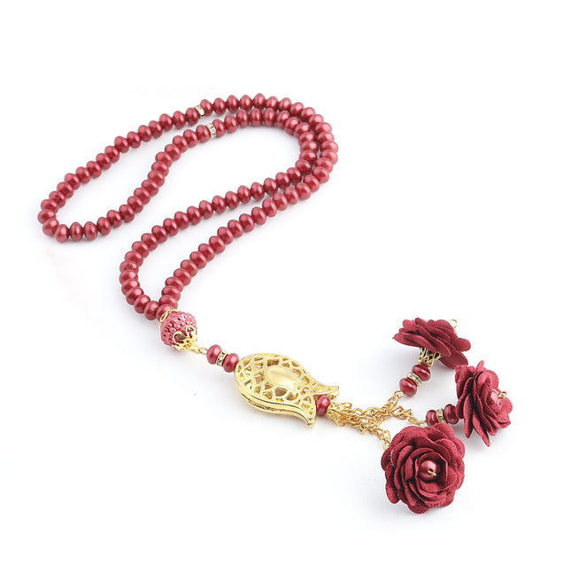 99'Luk 6 Mm Üç Güllü Laleli İnci Tesbih (10 Adet)