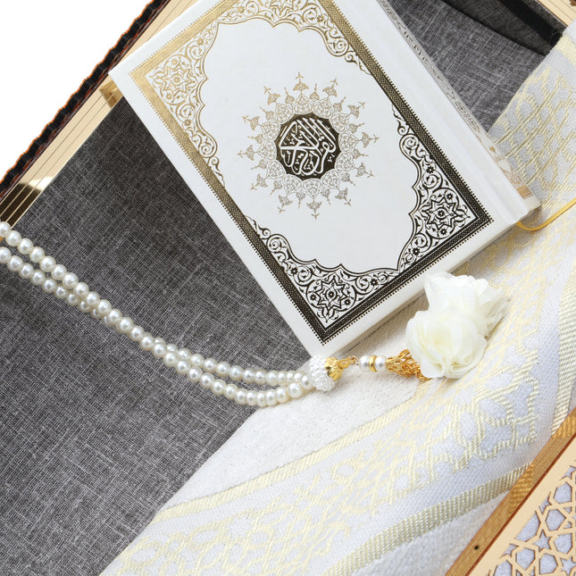 37x15x16 Cm Hediyelik Seccade Kuran-ı Kerim Tesbih Sandık Set