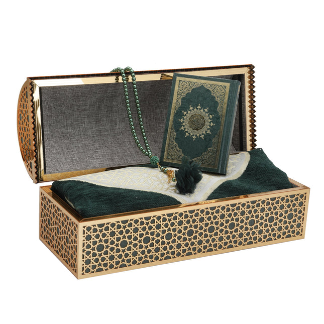 37x15x16 Cm Hediyelik Seccade Kuran-ı Kerim Tesbih Sandık Set