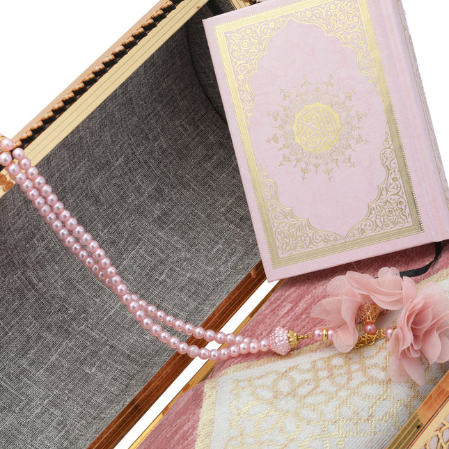 37x15x16 Cm Hediyelik Seccade Kuran-ı Kerim Tesbih Sandık Set