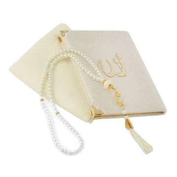 Hediyelik Eşarp Yasin Kitabı Ve Tesbih Seti Krem