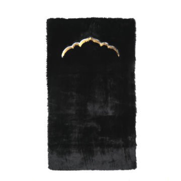 Suni Tavşan Tüyü Peluş Seccade Siyah