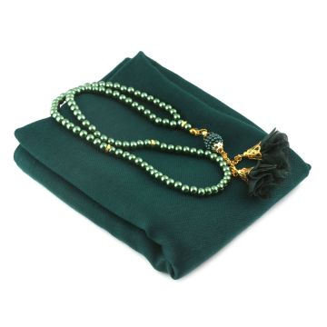 Hediyelik Şal Tesbih Seti Yeşil