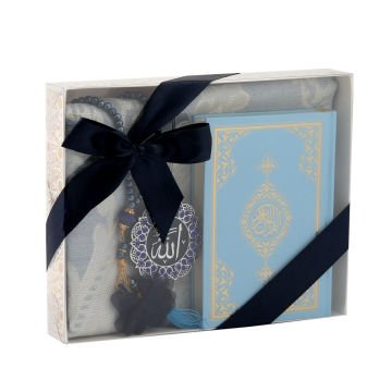 Hediyelik Kuran-ı Kerim Seccade Otosüs Tesbih Seti Lacivert