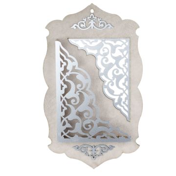 42x25 Cm  Ahşap Cepli Kuranlık Krem