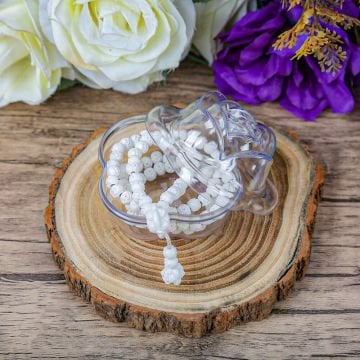 Şeffaf Gül Kutulu Kokulu Tesbih 24'Lü