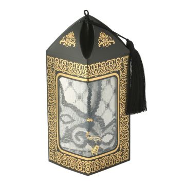 Bade Serisi Hediyelik Seccade Tesbih Seti Siyah