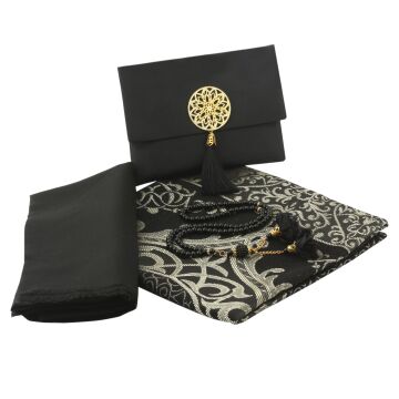 Rose Serisi Seccade Eşarp Seti Siyah