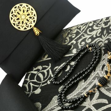 Rose Serisi Seccade Eşarp Seti Siyah