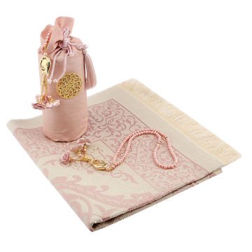 Yıldız Serisi Seccade Tesbih Seti Pudra