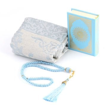 17x17x8 Cm Camlı Seccade Kuran-ı Kerim Tesbih Kutusu Lacivert