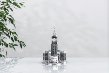 25 Cm Zemzem Tower Kabeli Saat Biblo Gümüş