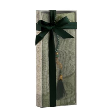 Üsküdar Serisi Hediyelik Seccade Tesbih Seti: Yeşil