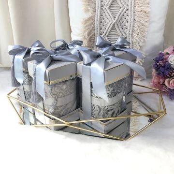 Hediyelik Çırağan Seccade Tesbih Seti Gri