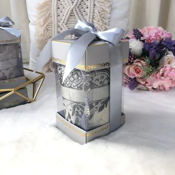 Hediyelik Çırağan Seccade Tesbih Seti Gri