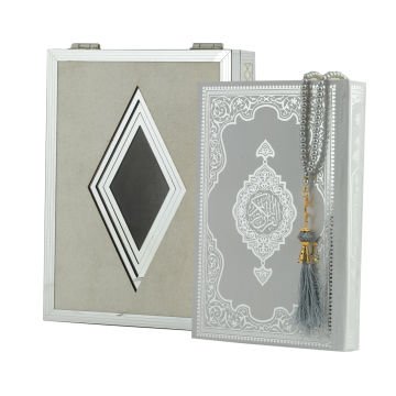 20x29x6 Cm Prizma Plaket Kuran-ı Kerim Tesbih Kutusu Gri