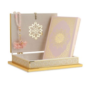 31x24x8 Cm Kadife Kuran-ı Kerim Tesbih Kutusu Pembe