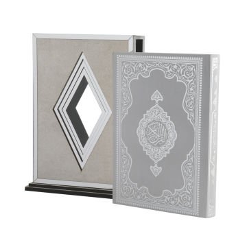 18x27 Cm Prizma Pleksili Dikey Kuran-ı Kerim Kutusu Gümüş