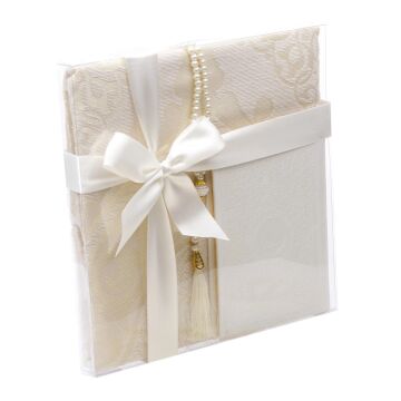 Termo Deri Lüks Yasin Seccade Seti Krem