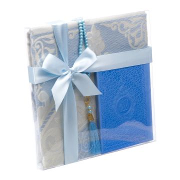 Termo Deri Lüks Yasin Seccade Seti Mavi