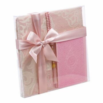 Termo Deri Lüks Yasin Seccade Seti Pembe